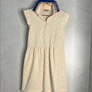 Gucci logo Cream dress with rainbow collar Flutter Sleeve cotton sz 10